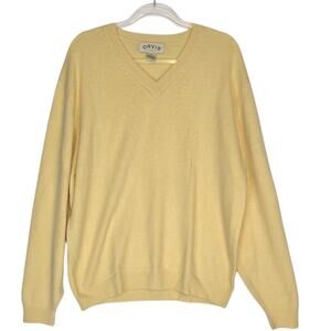 Orvis Men’s V-Neck 100% Cashmere Sweater Light Butter Yellow Size Large